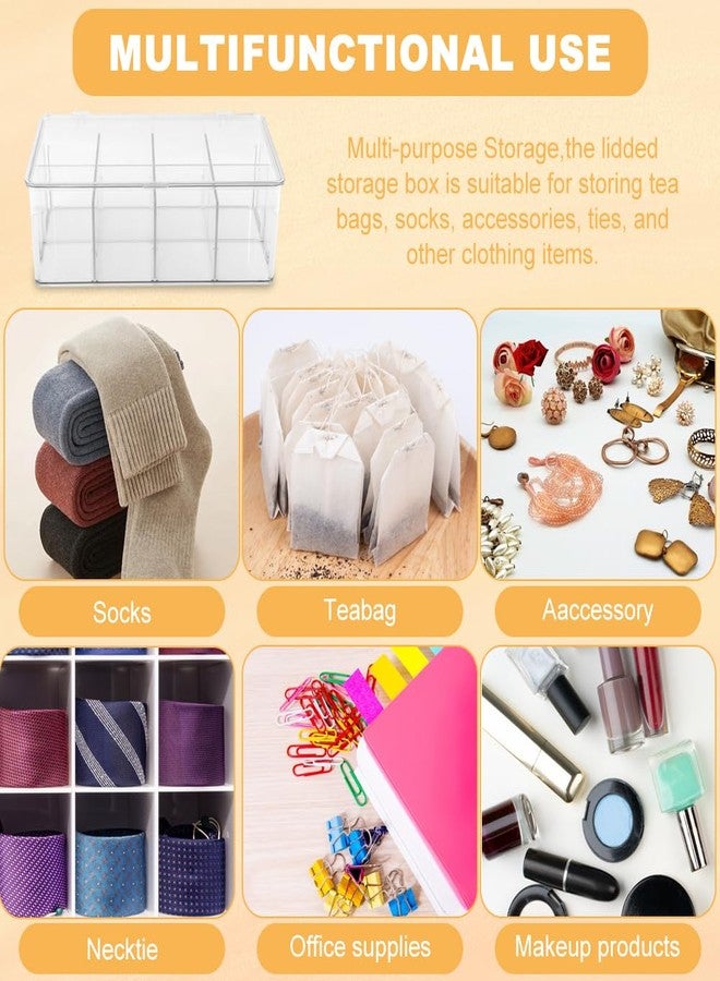 QWLWBU Clear Tea Bag Organizer,Stackable Tea Bag Storage Organizer with Lid,Dresser Organizers Drawer Organzier with Removable Dividers,Multi-Functional Kitchen Organizer,Home organizer - Image 3